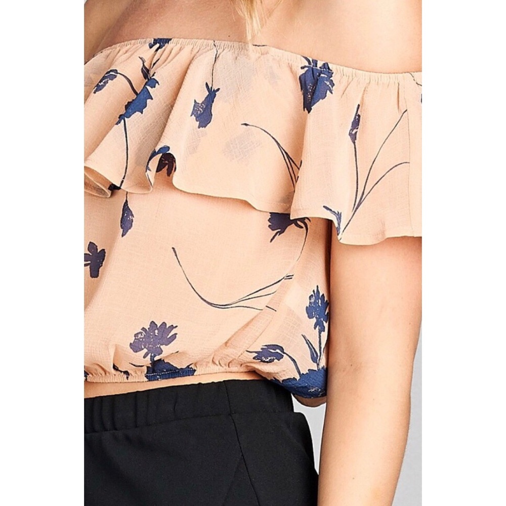 Floral Off the Shoulder Ruffle Top - Picture 2 of 6